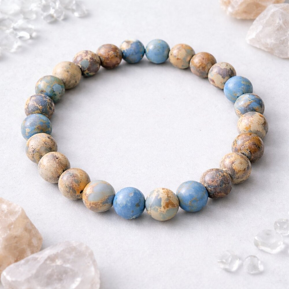 Blue Sea Impression Jasper Beaded Bracelet 8MM | Crystal Healing Jewelry